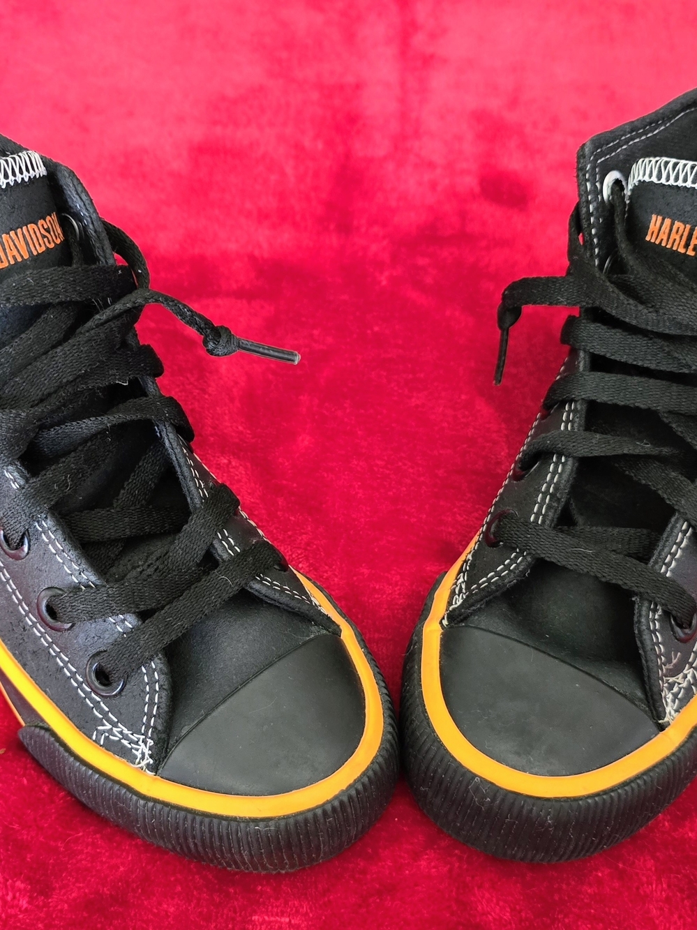 Harley-Davidson Kids Black Sneakers with Orange Trim